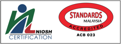 NIOSH Certification, accredited by Standards Malaysia, ACB 023
